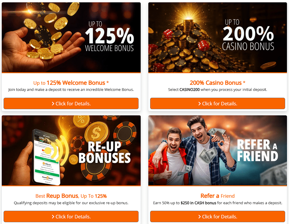Screenshot of BetNow promotions and bonuses BetNow promotions - best offshore sportsbooks